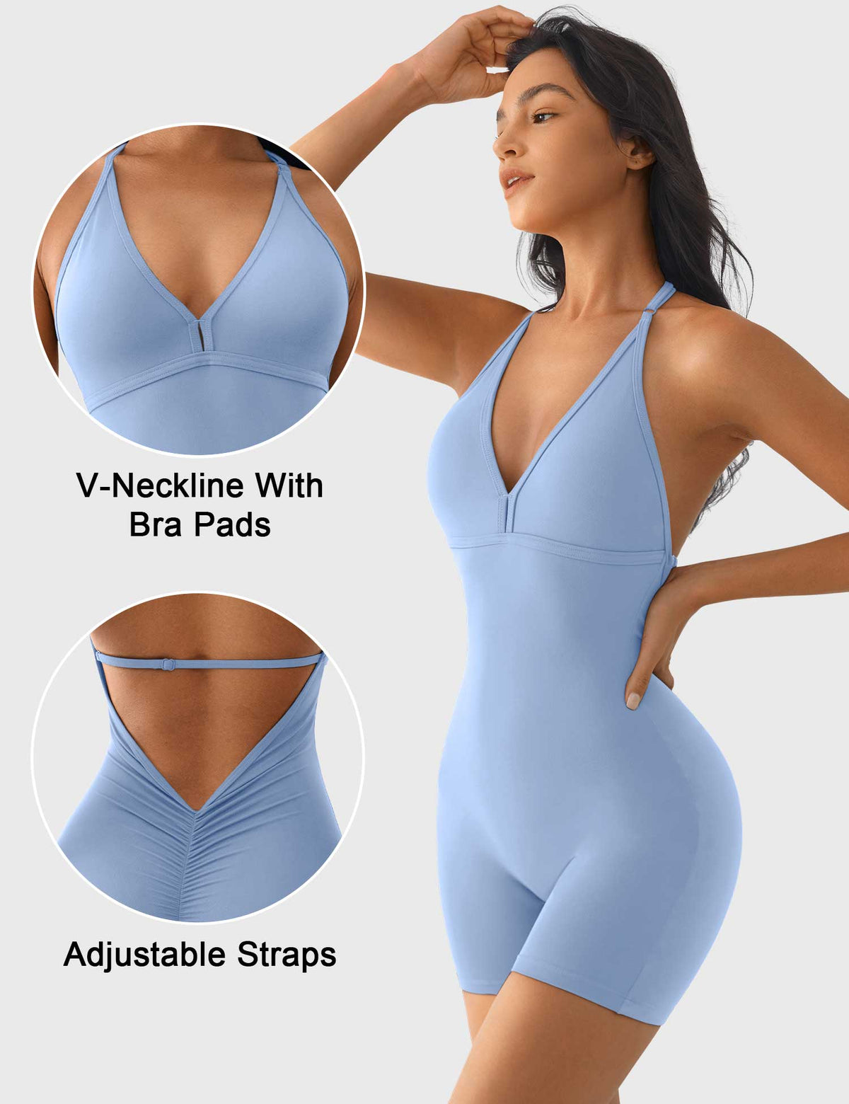 Combishort Taylor V Neck Backless - AERLO