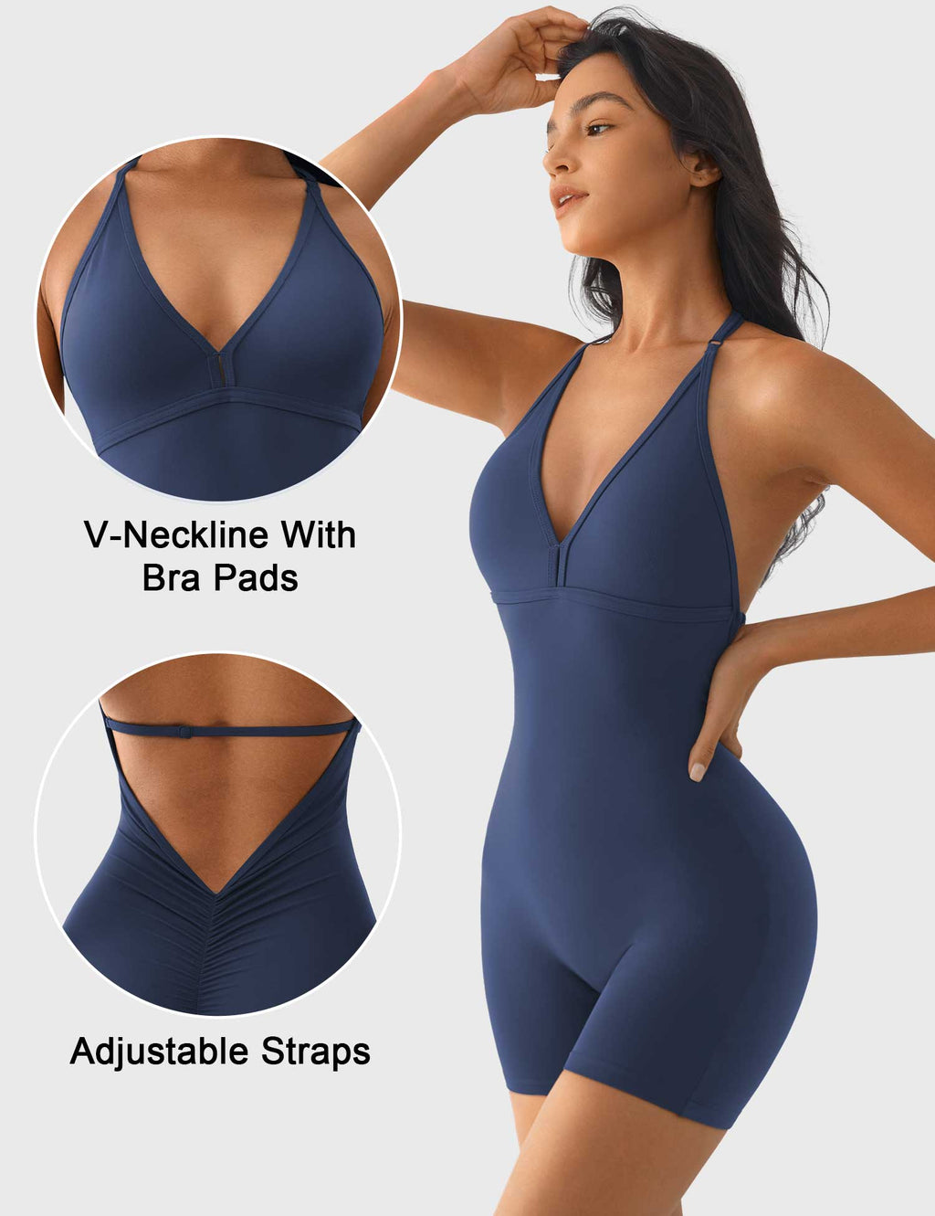 Combishort Taylor V Neck Backless - AERLO