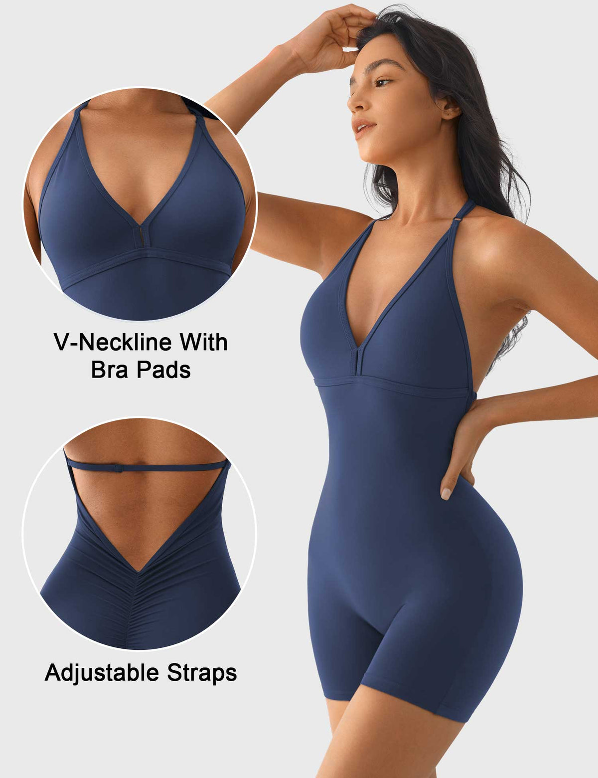 Combishort Taylor V Neck Backless - AERLO