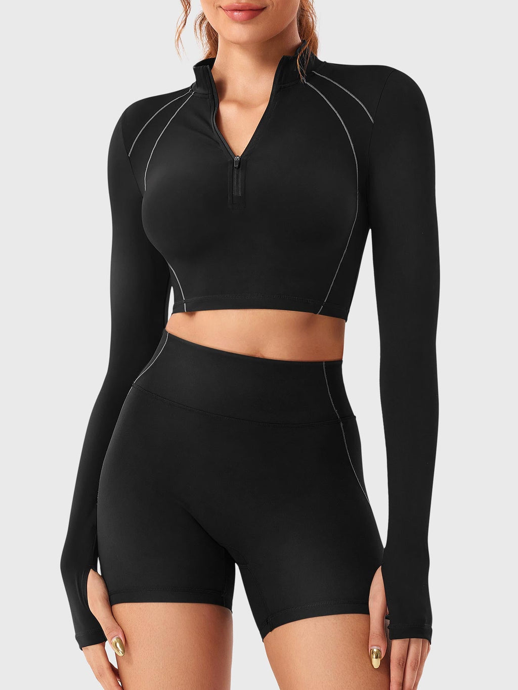 Short Clementine Half Zip Crop Top - AERLO