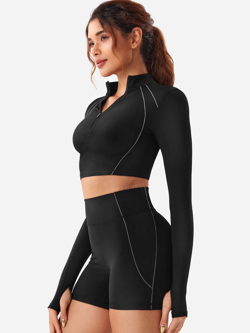 Short Clementine Half Zip Crop Top - AERLO