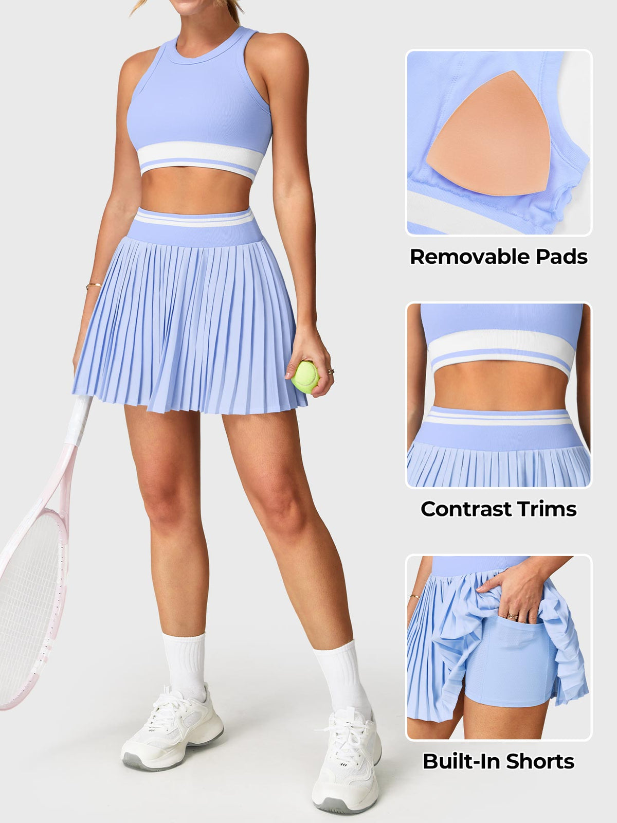 Hebe 2-Piece Tennis Skirt Set - AERLO