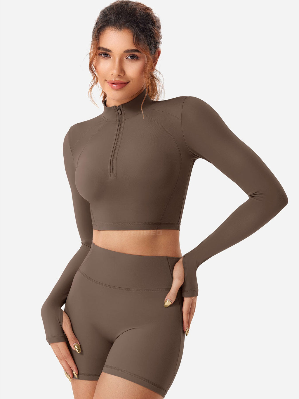 Short Clementine Half Zip Crop Top - AERLO