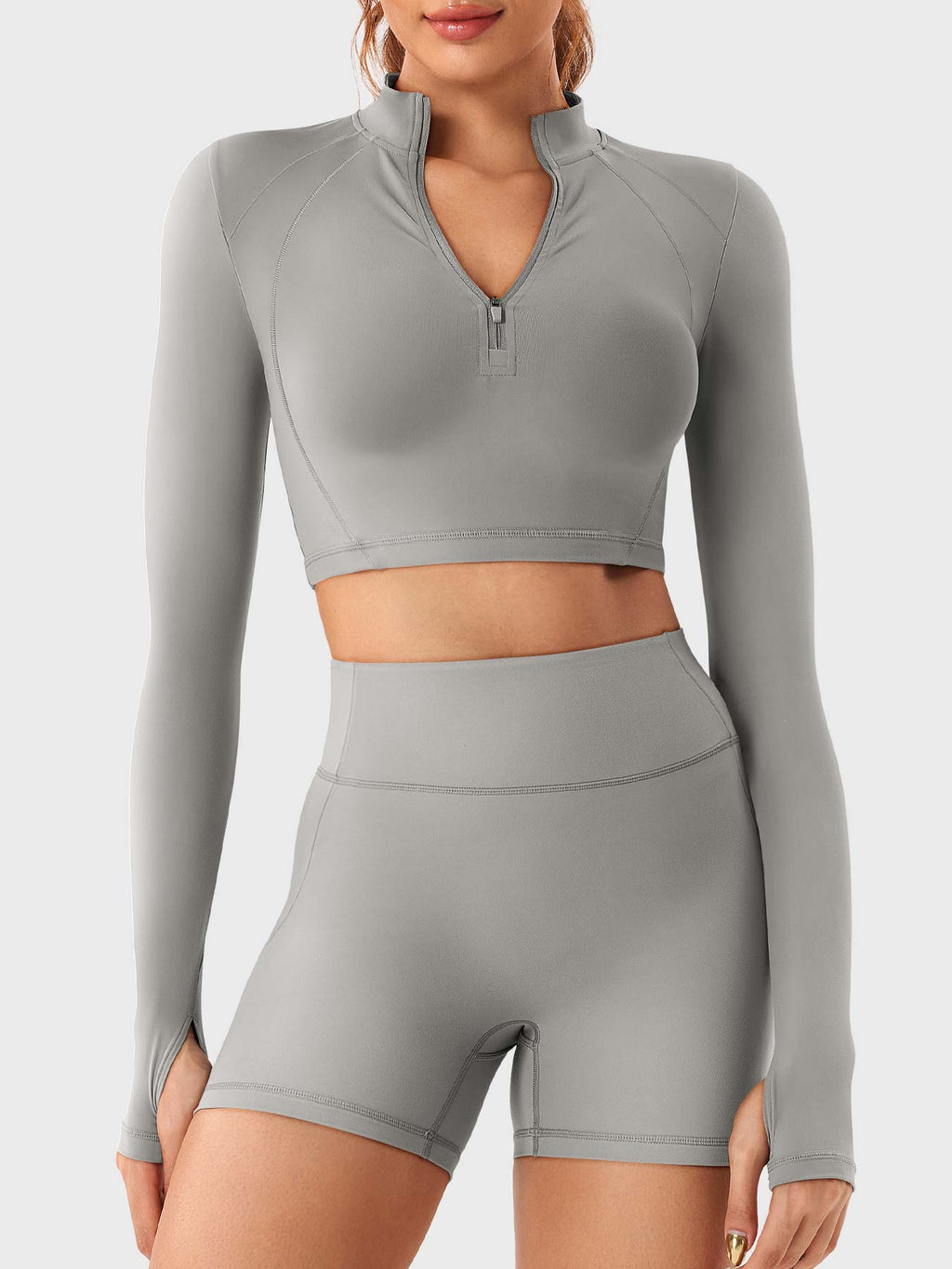 Short Clementine Half Zip Crop Top - AERLO