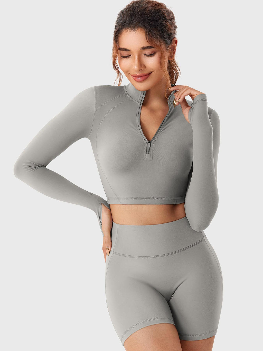 Short Clementine Half Zip Crop Top - AERLO