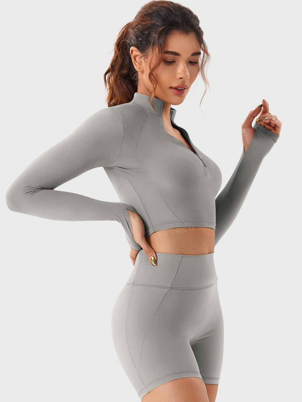 Short Clementine Half Zip Crop Top - AERLO