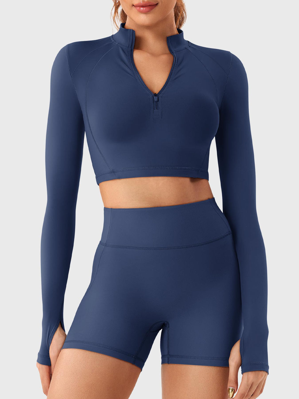 Short Clementine Half Zip Crop Top - AERLO