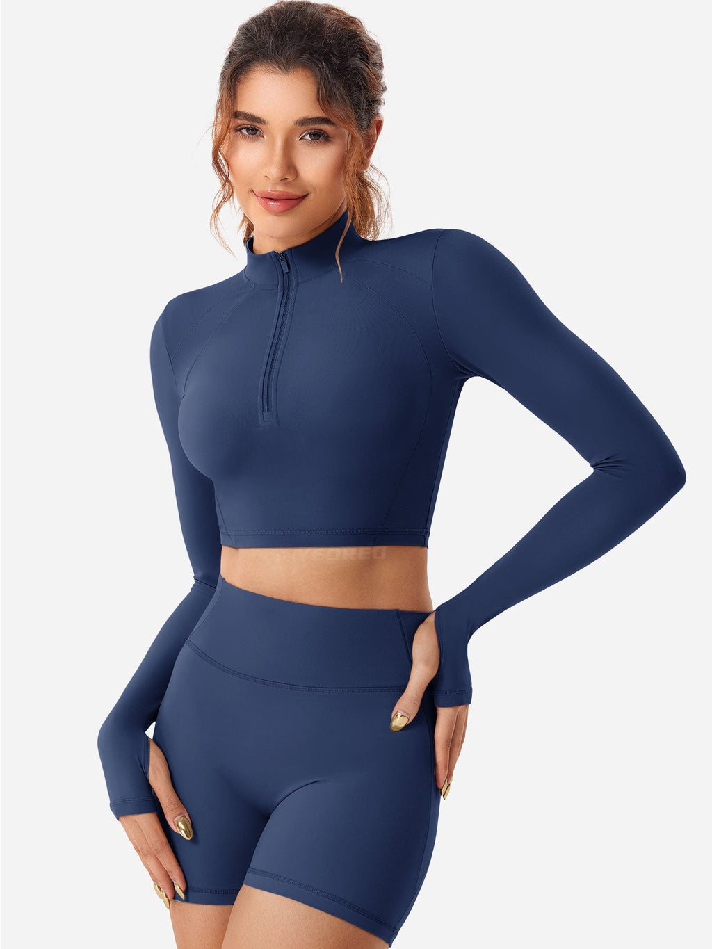 Short Clementine Half Zip Crop Top - AERLO