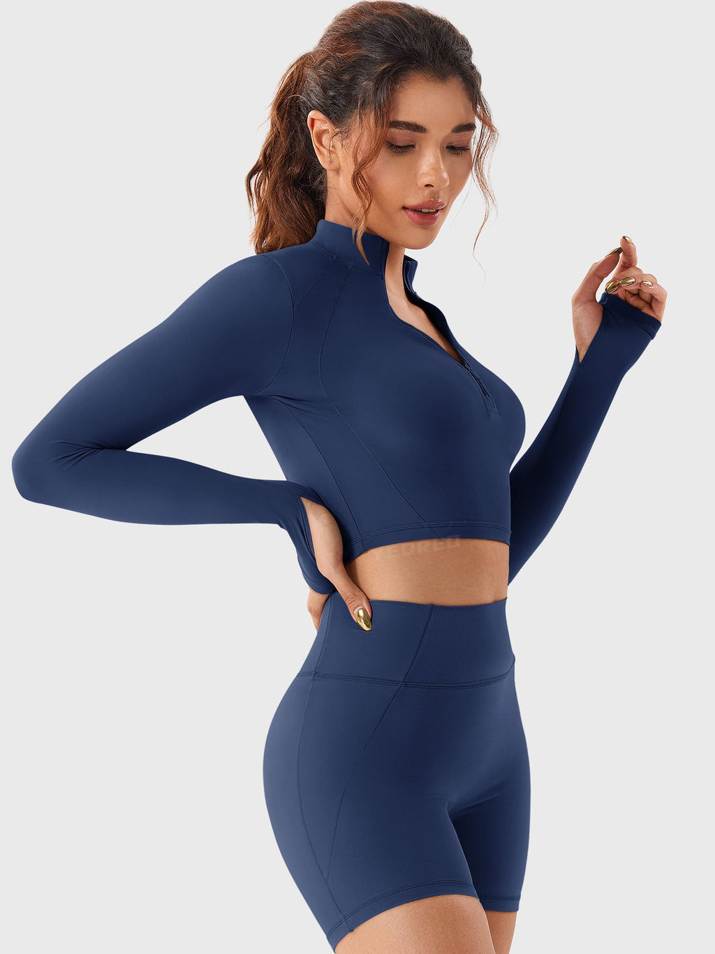 Short Clementine Half Zip Crop Top - AERLO