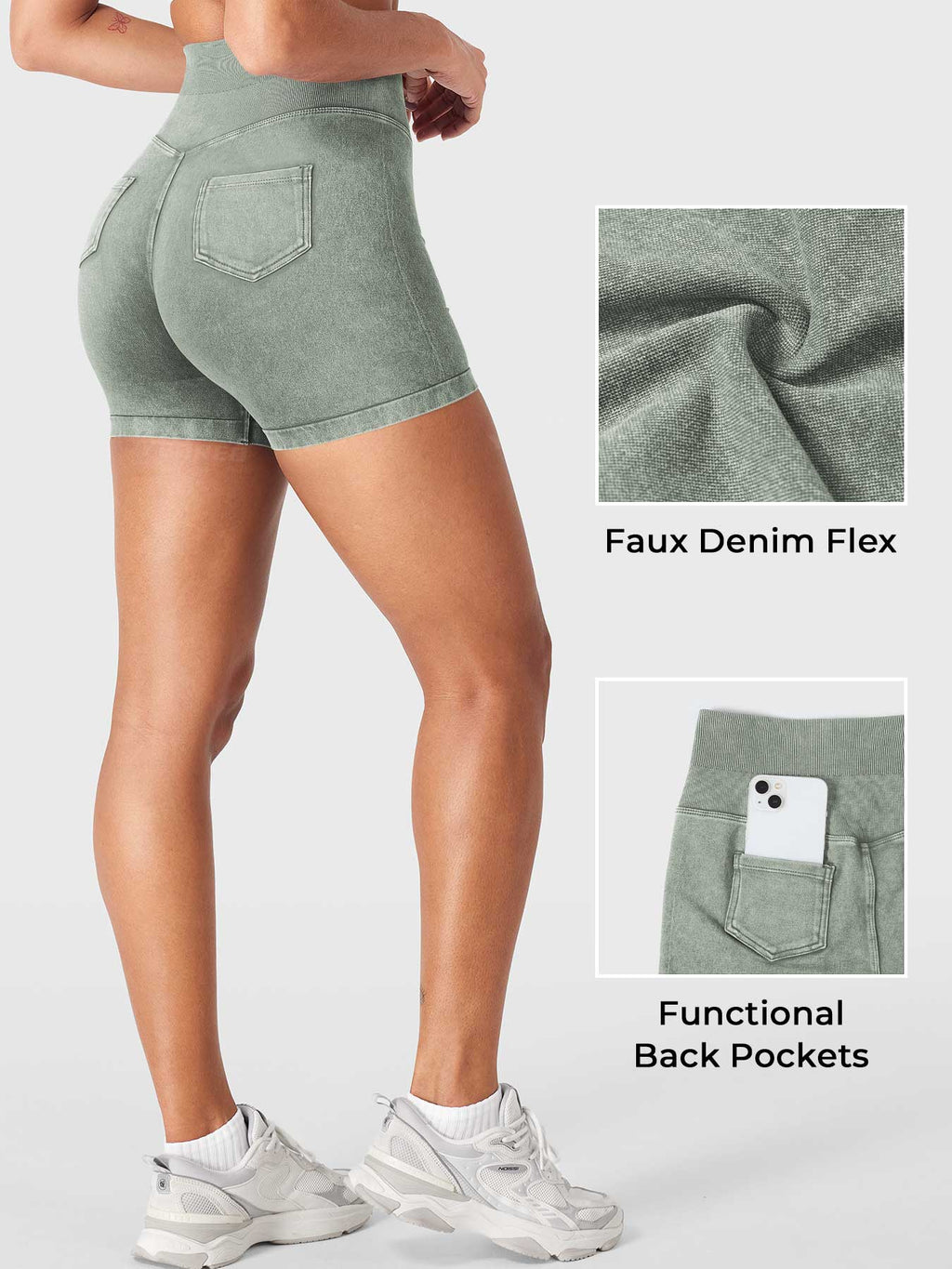 Short Bridgie Faux Denim sans coutures - AERLO