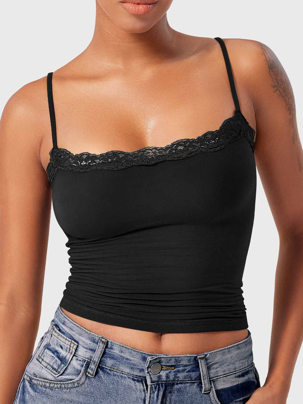 Annabely Square Neck Lace Tank - AERLO