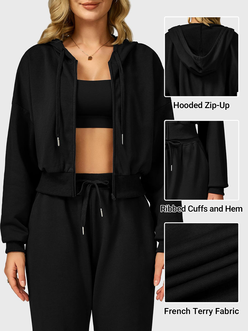 Sabrina Cropped Zip Hoodies - AERLO