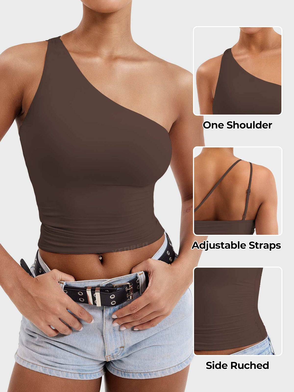 Haut Fanciy One Shoulder Tank - AERLO