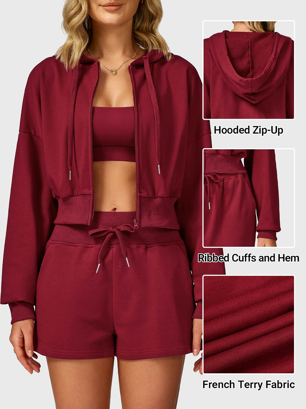 Sabrina Cropped Zip Hoodies - AERLO