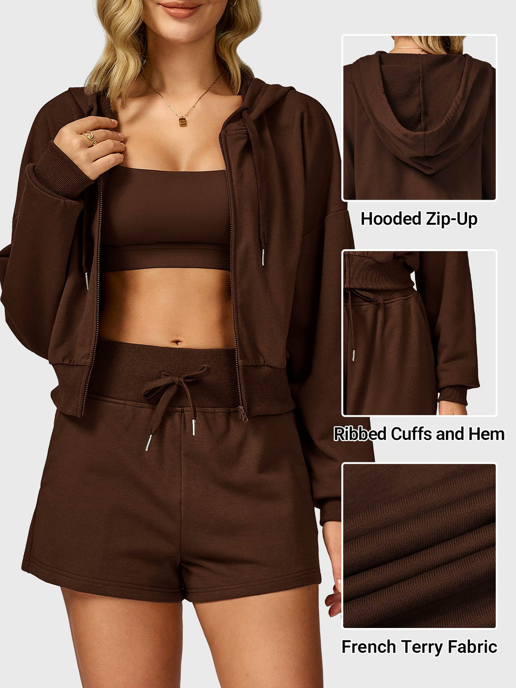 Sabrina Cropped Zip Hoodies - AERLO