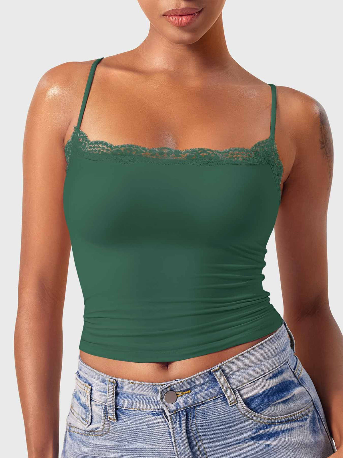 Annabely Square Neck Lace Tank - AERLO