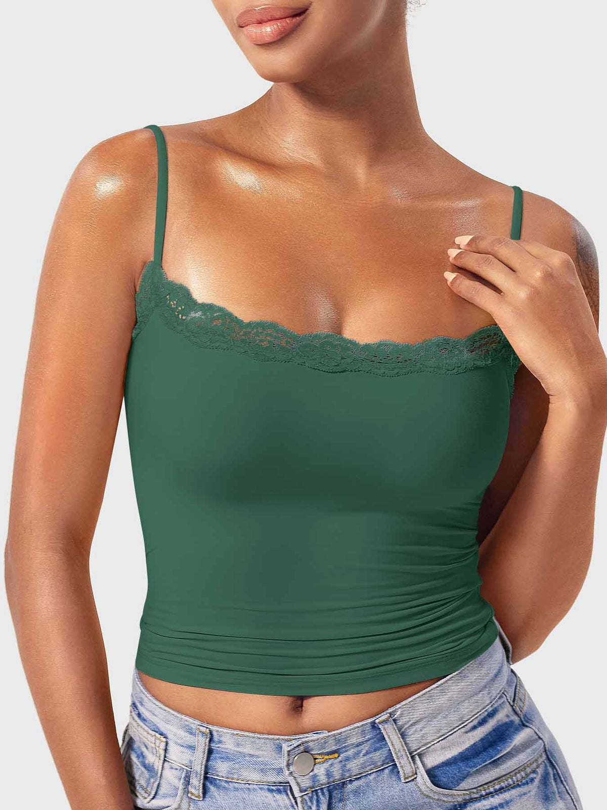 Annabely Square Neck Lace Tank - AERLO