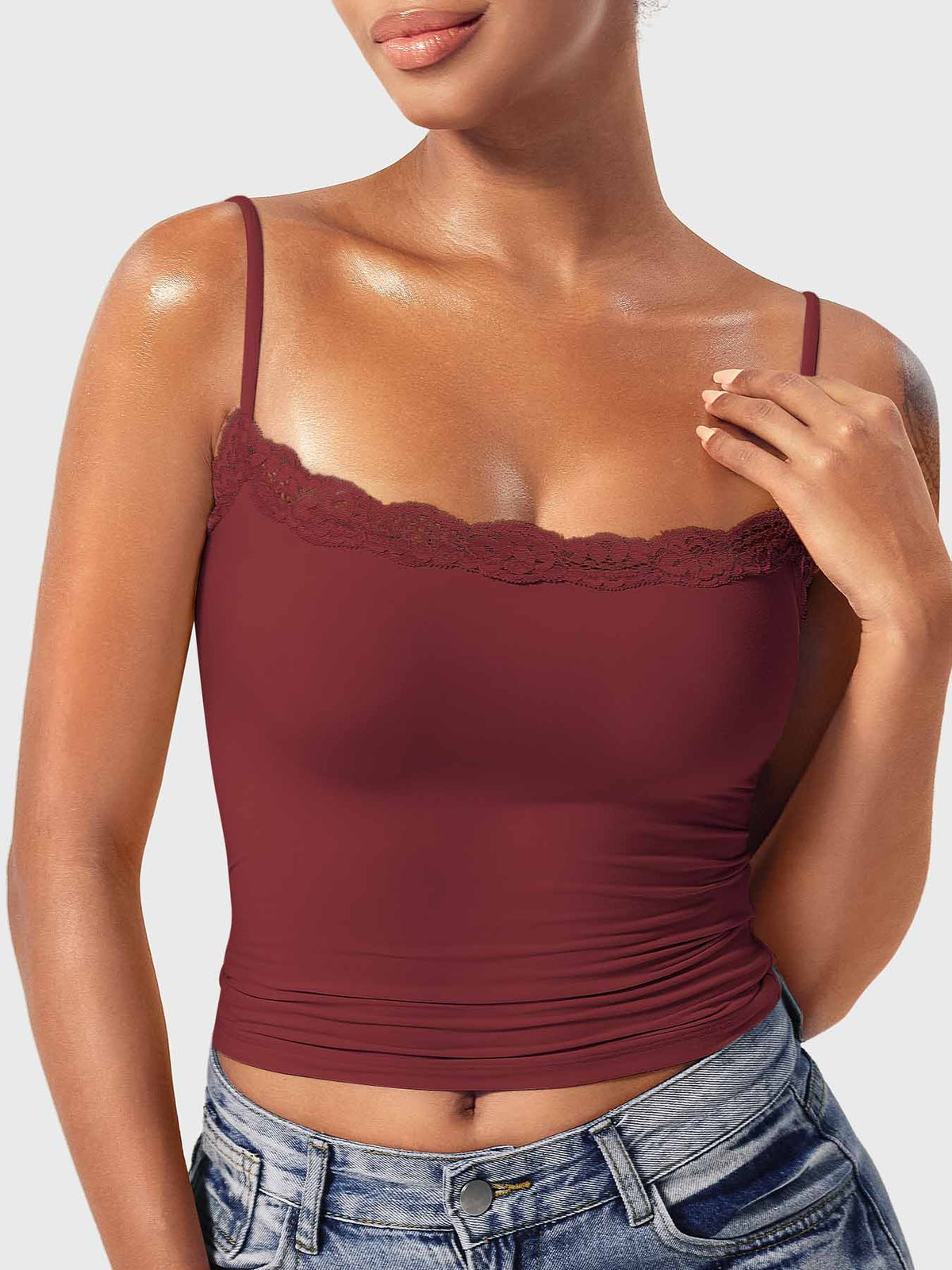 Annabely Square Neck Lace Tank - AERLO