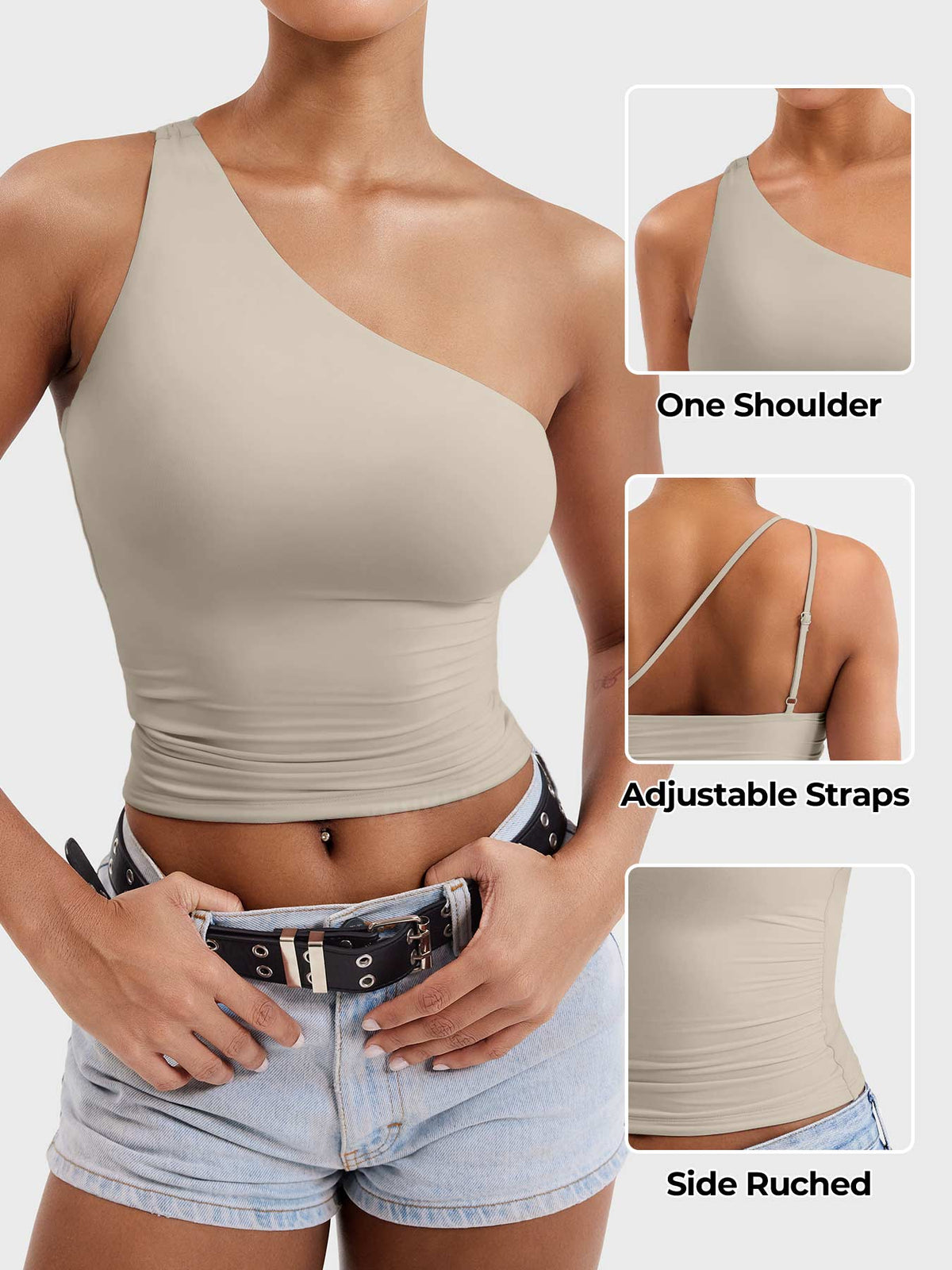 Haut Fanciy One Shoulder Tank - AERLO