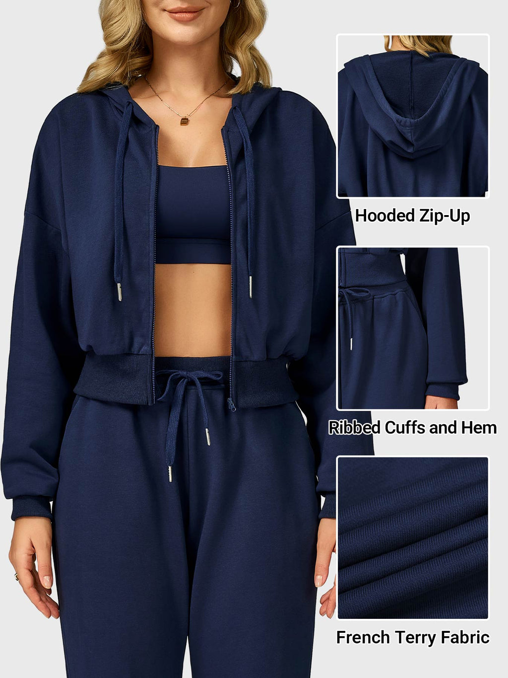 Sabrina Cropped Zip Hoodies - AERLO