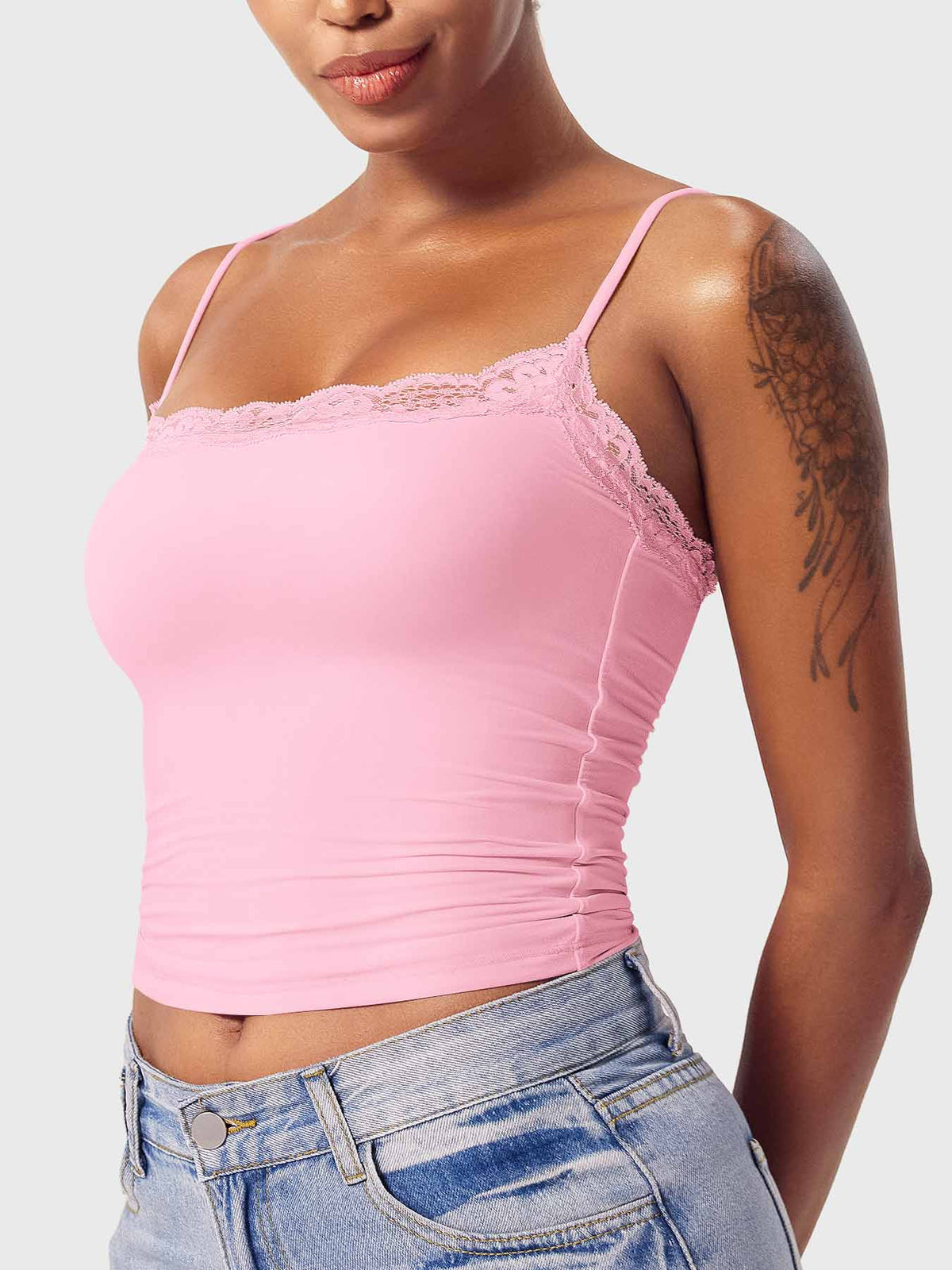 Annabely Square Neck Lace Tank - AERLO