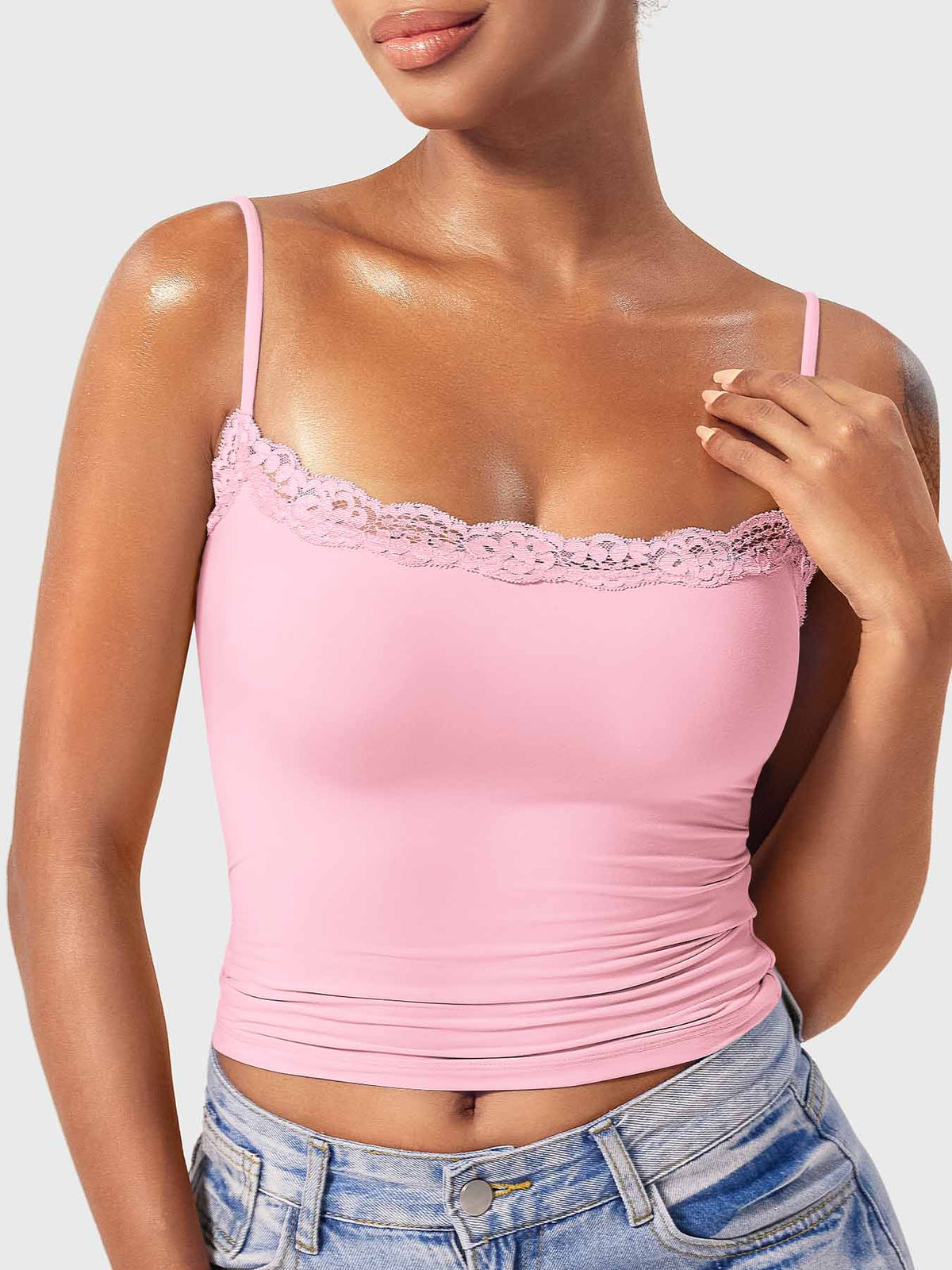 Annabely Square Neck Lace Tank - AERLO