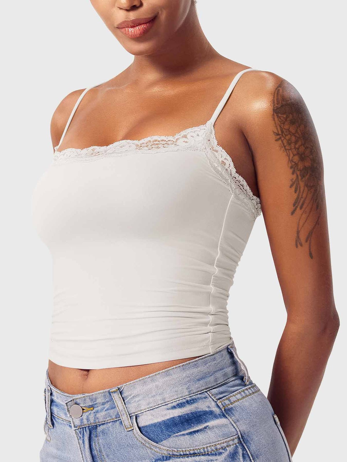 Annabely Square Neck Lace Tank - AERLO