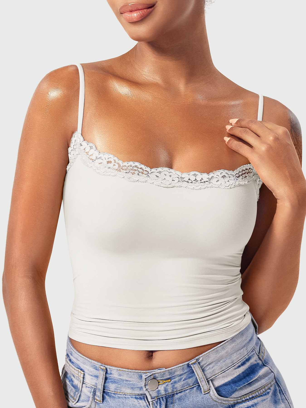 Annabely Square Neck Lace Tank - AERLO