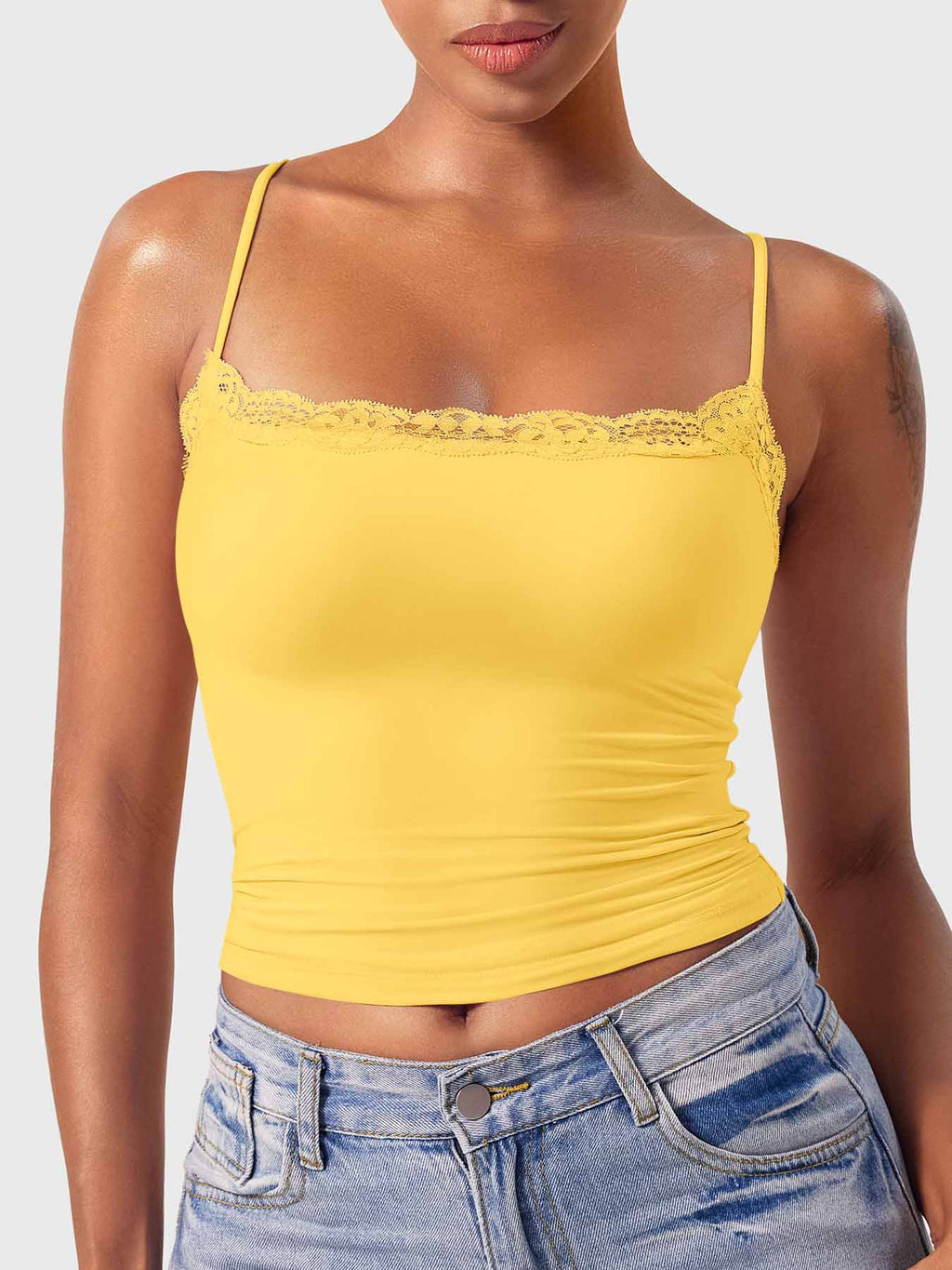 Annabely Square Neck Lace Tank - AERLO