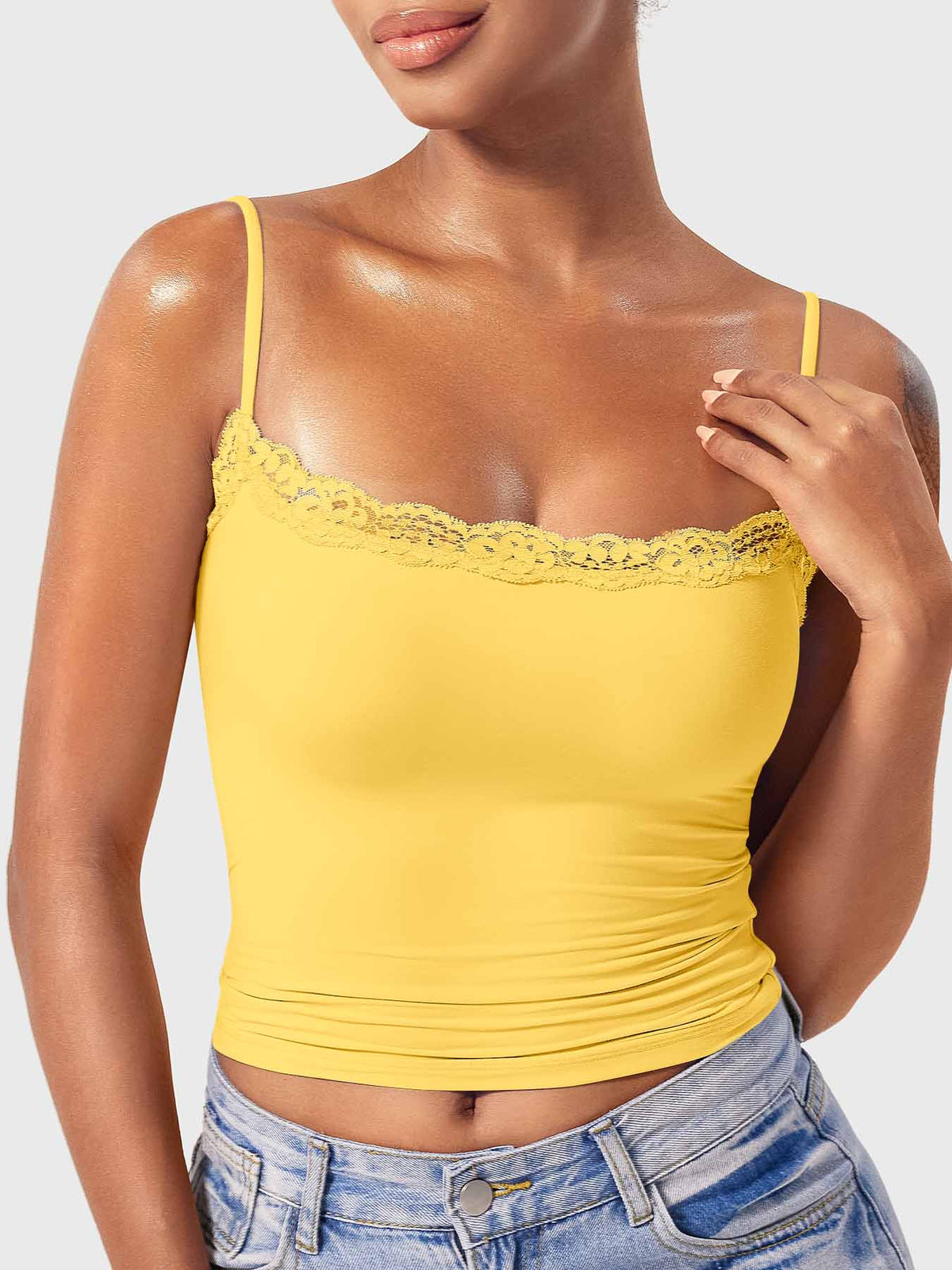 Annabely Square Neck Lace Tank - AERLO